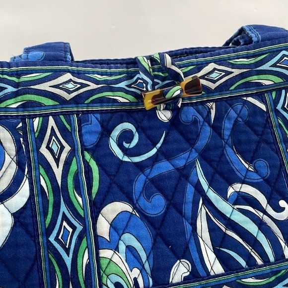Vera Bradley Quilted Mediterranean Mosaic Blue Large Shoulder Tote - Picture 5 of 16
